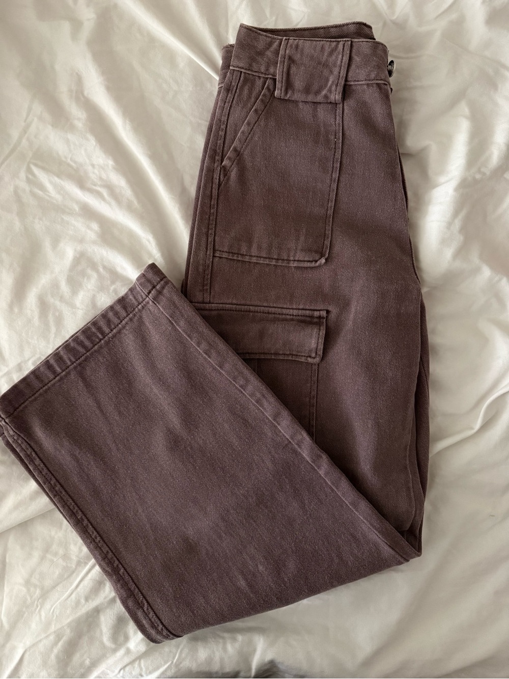 The Kript High Waister Wide-Leg Brown Cargo Pants